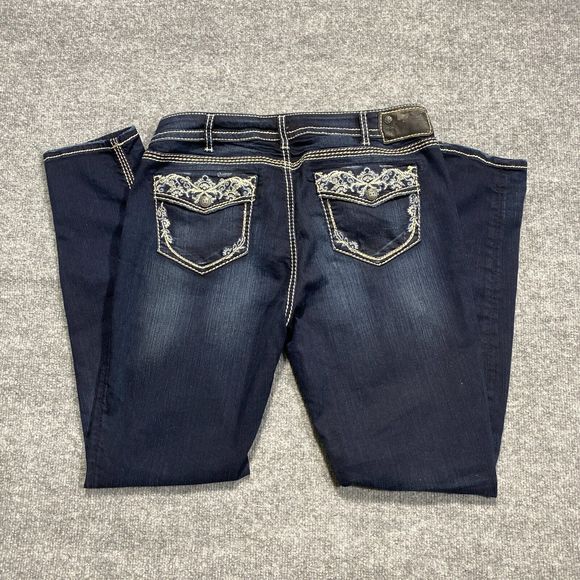 Silver Jeans Denim - Silver Jeans Suki Flap Skinny Womens 32 Darkwash Embroidered 32x29